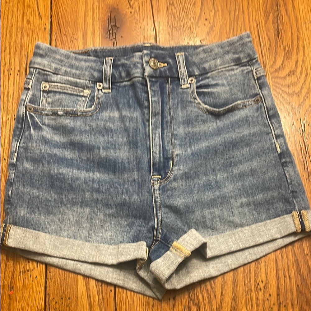 American Eagle Outfitters Blue Jean Shorts High-Waisted Distressed